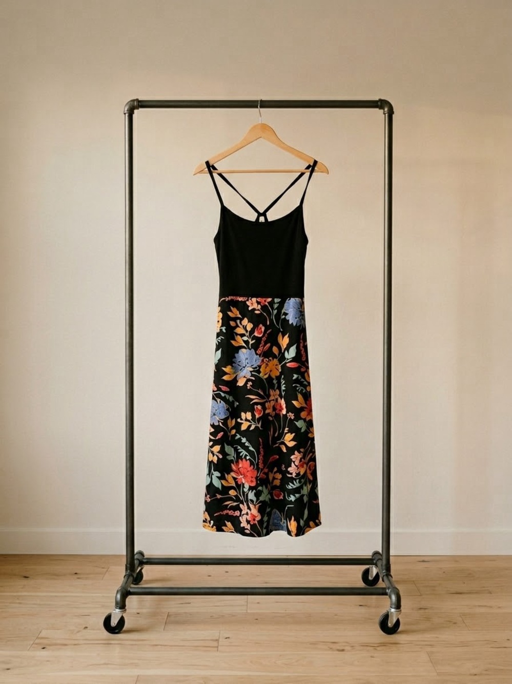 PACT Organic Cotton Strappy Cross Back Floral Midi Dress XL
